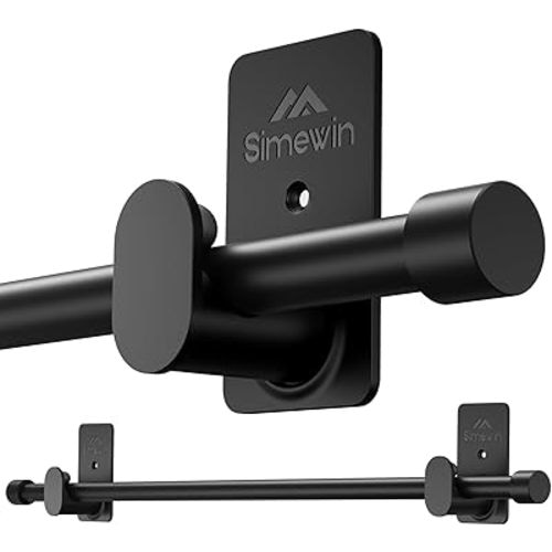Curtain Rods No Drilling for Windows 30 to 60 Inches,5/8 Inch Diameter No Drill Small Curtain Rod Set with 3M Adhesive Brackets, Black