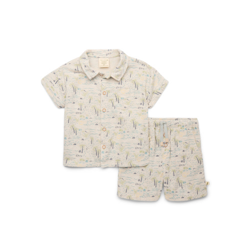 easy-peasy Toddler Boys’ Organic Cotton Shirt and Shorts Outfit Set, 2-Piece, Sizes 18M-5T