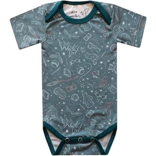 Copper Pearl Short Sleeve Bodysuit Baby: Ultra Soft Bodysuits for Newborns, Boys, Girls, and Infants - Stylish, Comfortable, Overlap Shoulders, Premium Knit Fabric - Hogwarts™, 3-6 Months