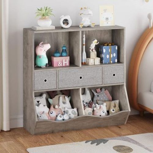 Whizmax Kids Bookshelf And Bookcase Toy Storage Multi Shelf With Cubby Organizer Cabinet And Drawers For Boys Girls,bedroom, White