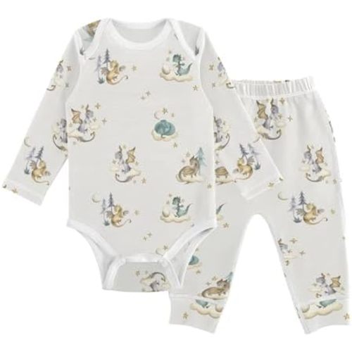 vvfelixl Baby Bodysuits Pants Sets White Gooses Long Sleeve Baby Clothes for Boys Girls 0-24M