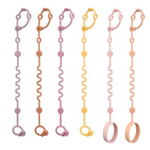 Toy Straps for Baby, 5pcs Adjustable Toy Holder for Stroller Accessories, Silicone Tether Pacifier Clip, No Throw Travel Essential Leash for High Chair, Car Seat (5-Pack)