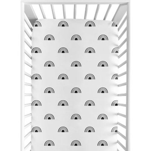 Sweet Jojo Designs Gender Neutral Baby Fitted Crib Sheet Boho Rainbow White and Black