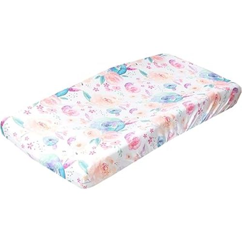 Copper Pearl Premium Knit Changing Pad Cover Soft, Stylish, and Universal Fit for All Standard Diaper Changing Pads, Trendy Design Changing Pad Covers, Bloom