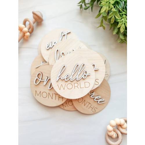 3D Wooden Monthly Milestone Discs for Baby Photos Matching Nameplate Monthly Milestone Marker Milestone Cards Monthly Signs for Baby - Etsy