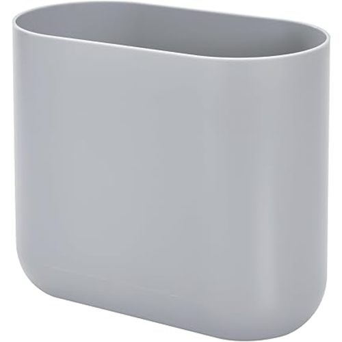 iDesign Cade Oval Slim Trash, Compact Waste Basket Garbage Can for Bathroom, Bedroom, Home Office, Dorm, College, Matte Gray