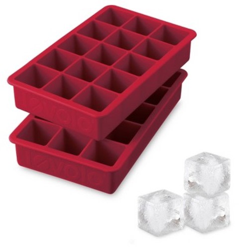 Tovolo Set of 2 Perfect Ice Cube Trays Cayenne: Silicone, 15 Cavities, 1.5 oz Each, Dishwasher-Safe, 6.3" H, 0.65 lbs