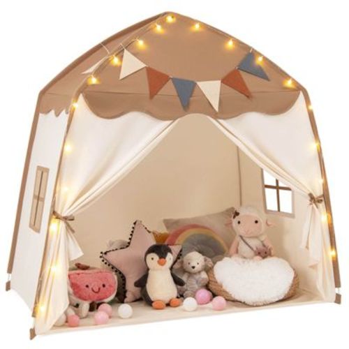 Infans Kids Play Tent w/Flags and Globe String Lights for 3-12 Years Old Indoor Outdoor