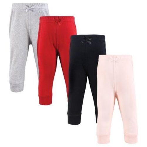 Hudson Baby Girls Cotton Pants and Leggings, Pink Black Red, Preemie