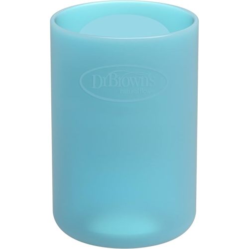 Dr. Brown's Natural Flow Options+ Glass Baby Bottle Sleeves,100% Silicone,4 oz,Narrow,Blue