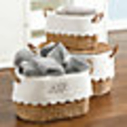 BW Wicker Stacking Storage Baskets
