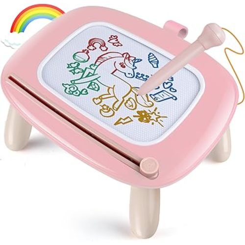 Smasiagon Toddler Toys Age 1-2 Year Old Boys Girls, Magnetic Drawing Doodle Board Pad Educational Learning Toys for 1 2 3 Year Old Boys Girls Gifts Birthday Party (Soft Pink)