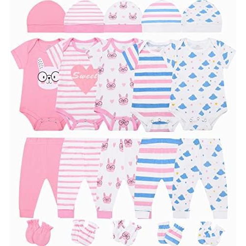 ABeCue Baby Boy Layette Essentials Set Newborn Girl Clothes Pack Infant Gift Sets 20-Piece