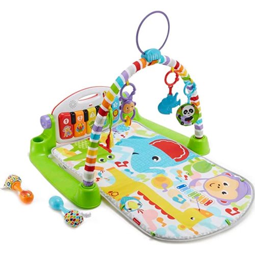 Fisher-Price Baby Playmat Deluxe Kick & Play Piano Gym & Maracas with Smart Stages Learning Content,5 Linkable Toys & 2 Soft Rattles (Amazon Exclusive)