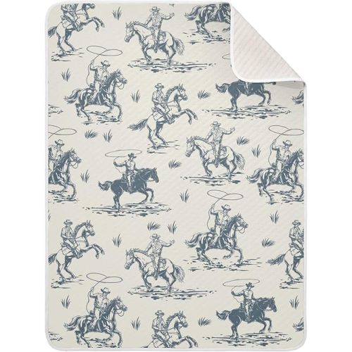 Cowboys Horse Western Baby Blankets Soft Warm Crib Stroller Blanket for Toddler Newborn Girls Boys 30x40in