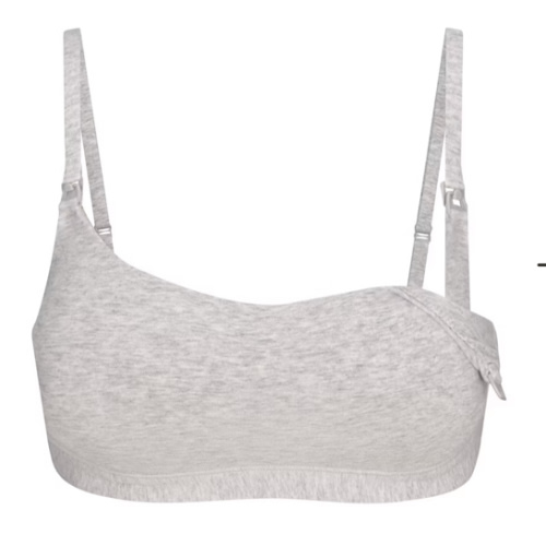 COTTON JERSEY MATERNITY NURSING SCOOP BRALETTE | LIGHT HEATHER GREY