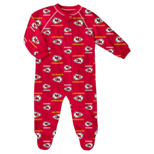 Kansas City Chiefs Red Baby Raglan Romper Pajamas - 13348270