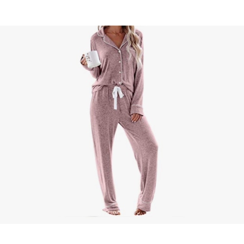 Aamikast Women's Pajama Sets Long Sleeve Button Down Sleepwear Nightwear Soft Pjs Lounge Sets