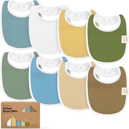 8-Pack Organic Baby Bibs for Boys, Girls - Soft Cotton Drooling and Teething Bibs for Baby Girl & Boy, Extra Absorbent, Easy to Clean & Put On for Toddler, Newborn, Infant 0-24 Months (Daybreak)