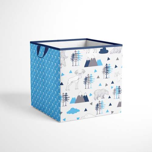 Bacati – Small Storage Tote Woodlands Animals Aqua/Navy/Grey