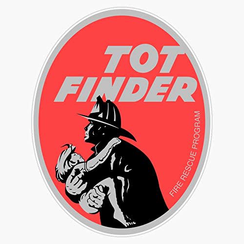 Tot Finder Retro Fire Rescue Bumper Sticker Window Vinyl Decal 5"