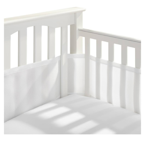 BreathableBaby Breathable Mesh Liner for Full-Size Cribs, Classic 3mm Mesh, White (Size 4FS Covers 3 or 4 Sides)