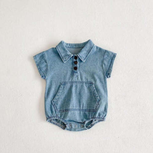 Baby Cotton Denim Shirt Romper – Teeny Mini Me