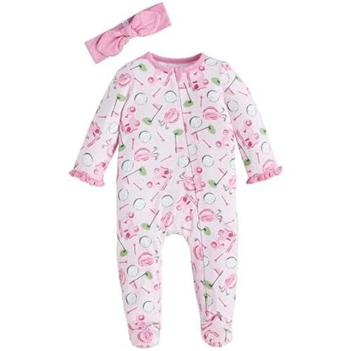 Mud Pie 3-6 Month Children's Girl Golf Sleeper And Headband