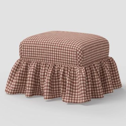 Ruffle Skirt Ottoman Whitaker Gingham Berry - Threshold™ designed with Studio McGee