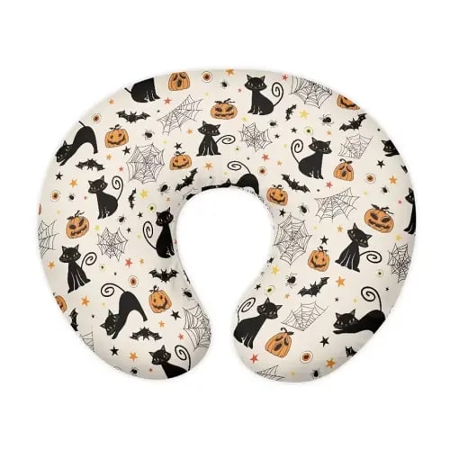 Halloween Pumpkin Spider Web Cats Baby Feeding Pillow Cover Slipcover with Hidden Zipper Skin-Friendly Nursing Pillow Case Newborn Nursing Pillow Support Cover for Boy & Girl Gift