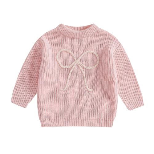 Aiwpstoin Baby Girl Knit Sweater Cute Bow Chunky Knitted Pullover Sweatshirt Toddler Girls Fall Winter Clothes