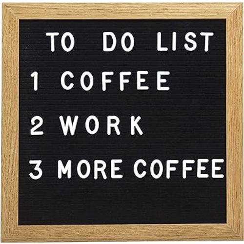Pearhead Natural Wood And Black Felt Classic Letter Board Set, Includes 294 White Letters, Modern Reusable Message Sign, Gender Neutral Photo Prop, Nursery And Home Decor, 10" x 10"