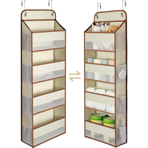 Yecaye 4-Tier Over-the-Door Hanging Organizers, Beige, 1 Pack