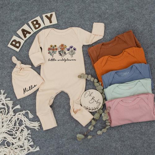 Little Wildflower Baby bodysuit and hat set, Flower Baby Outfit, Baby Girl Clothes, Baby Boy Outfits, Boho Baby Clothes, Baby Shower Gift