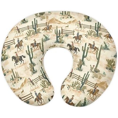 Cow Boy and Cacti Baby Nursing Pillow Cover Baby Breastfeeding Slipcover Infant Newborn Nursery Bottle Pillowcase Stretchy Replaceable Pillow Cover Slipcover