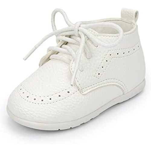 ohsofy Infant Baby Boy Oxford Shoes PU Leather Loafers Rubber and Soft Sole Wedding Dress Shoes Toddler Girl Baby Walking Shoes