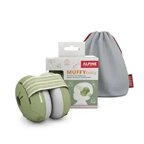 Alpine Muffy Baby Ear Protection for Babies and Toddlers up to 36 Months - CE & ANSI Certified - Noise Reduction Earmuffs - Comfortable Baby Headphones Against Hearing Damage & Improves Sleep - Green