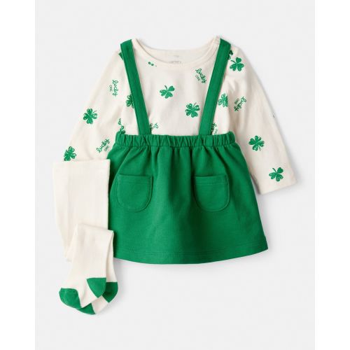 Baby Girl St. Patrick's Day 3-Piece Shamrock Long-Sleeve Top & Skirt Set - Green - Carter's | Carter's