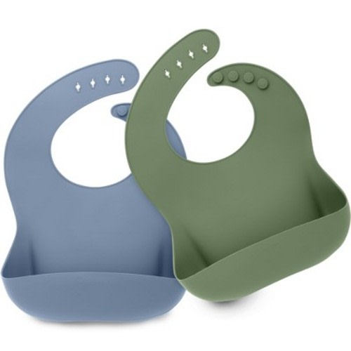 KeaBabies 2-Pack Silicone Bibs For Babies, Food Grade Silicone Baby Bibs for Eating, Feeding, Toddler Bibs, Boys, Girls, Color: Slate