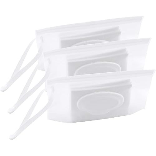 3Pcs Portable Wet Wipe Pouch Dispenser, Refillable Reusable Wipe Holder, Eco Friendly Baby Wipes Dispenser Container, Travel Wet Wipe Container for Travel, Strollers, Backpacks Wallets