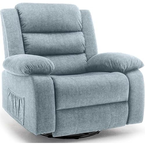 Recliner Chair, Rocking Chair with Massage and Heat, Wide Rocker Chair,360°Swivel Nursery Rocking Chairs, Oversized Recliner for Adults, Cashmere Reclining Sofa for Living Room, Pewter