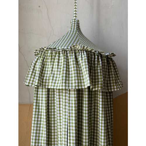 Handmade Pistachio Gingham Crib Canopy: Ruffle Nursery Decor