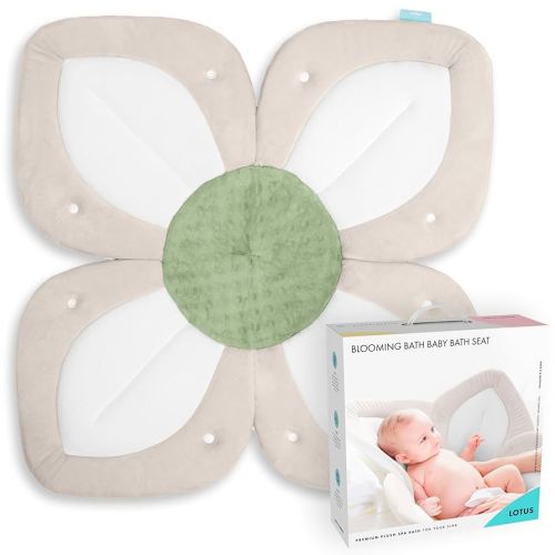 Blooming Bath Baby Bath Seat - Baby Tubs for Newborn Infants to Toddler 0 to 6 Months and Up - Baby Essentials Must Haves - The Original Washer-Safe Flower Seat (Lotus, White/Olive)