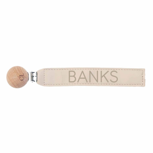 Personalized Leather Pacifier Clip | Stone