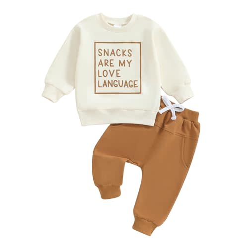 Toddler Baby Boy Fall Winter Outfit Long Sleeve Letter Print Sweatshirts and Jogger Pants Infant Boy Clothes
