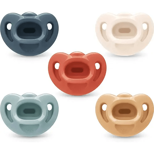 NUK Comfy Orthodontic Pacifiers, 0-6 Months, Timeless Collection, 5 Count (Pack of 1)