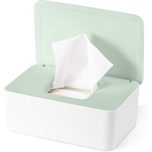 Diaper Wipes Dispenser Baby Wipes Case, Baby Wipe Holder Keeps Wipes Fresh, Non-Slip, Easy Open & Close Wipe Container Green