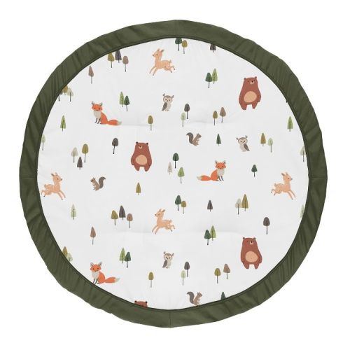 Sweet Jojo Designs Boy, Girl, Unisex/Gender Neutral Baby Tummy Time Playmat Woodland Animal Pals Green, Beige, Brown & Orange