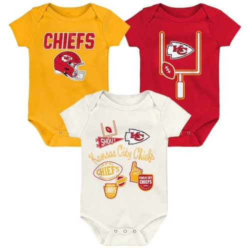 Infant & Newborn Kansas City Chiefs  Outerstuff Littlest Player Three-Piece Bodysuit Set