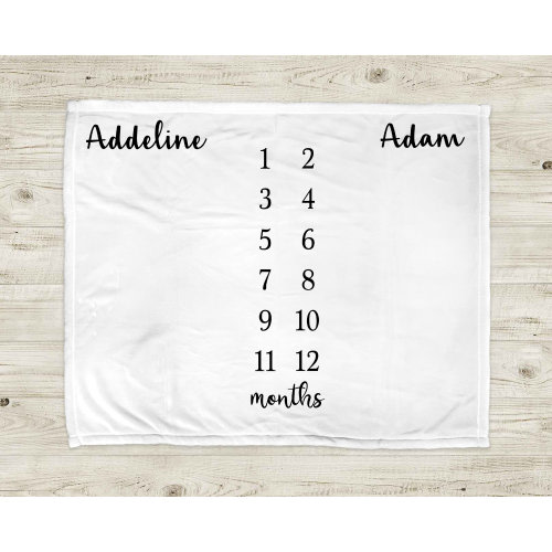 Twin monthly milestone baby blanket personalized newborn twins baby growth blanket photo blanket boys or girls, black and white - any colors